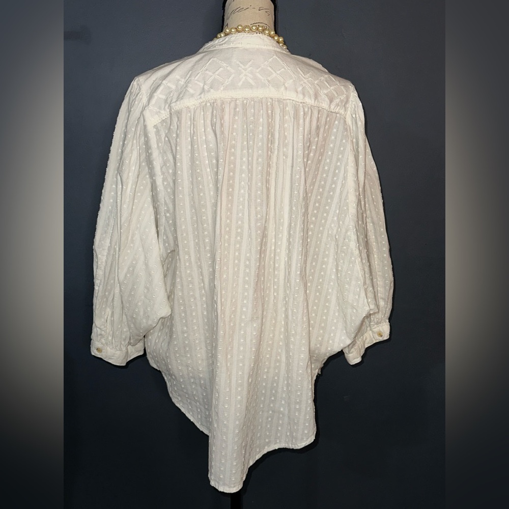 Anthropologie Pilcro Tavi eyelet and swiss dot dolman sleeve blouse - Picture 6 of 7